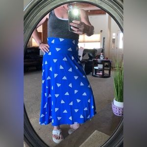 LuLaRoe blue Airplane Maxi Skirt Small
